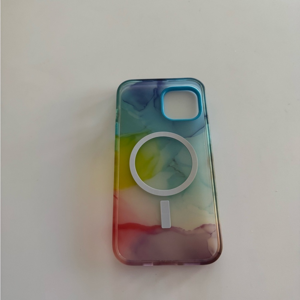 Sturdy OtterBox Figura Series case with MagSafe for an iPhone 14.